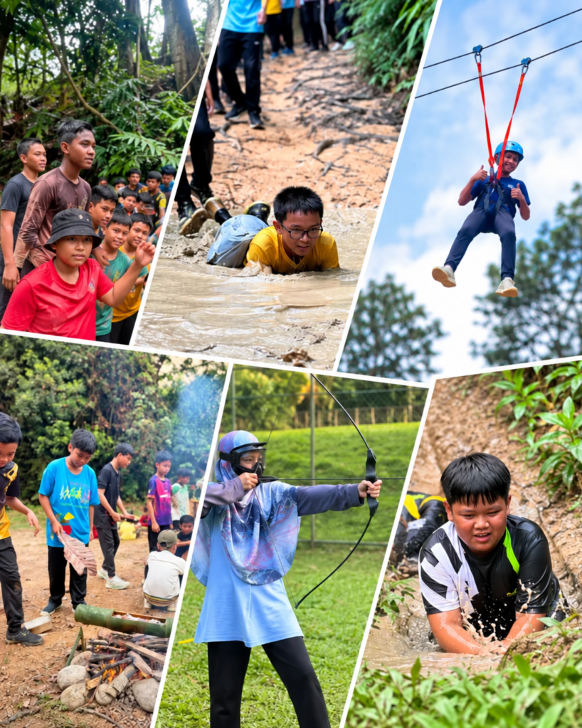 forest camp adventure collage